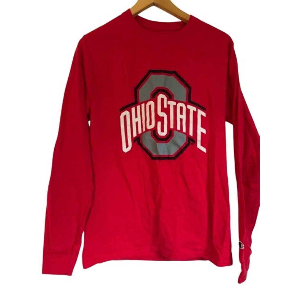 NWOT Champion Ohio State Buckeyes Long Sleeve Red Graphic T-Shirt Mens Small